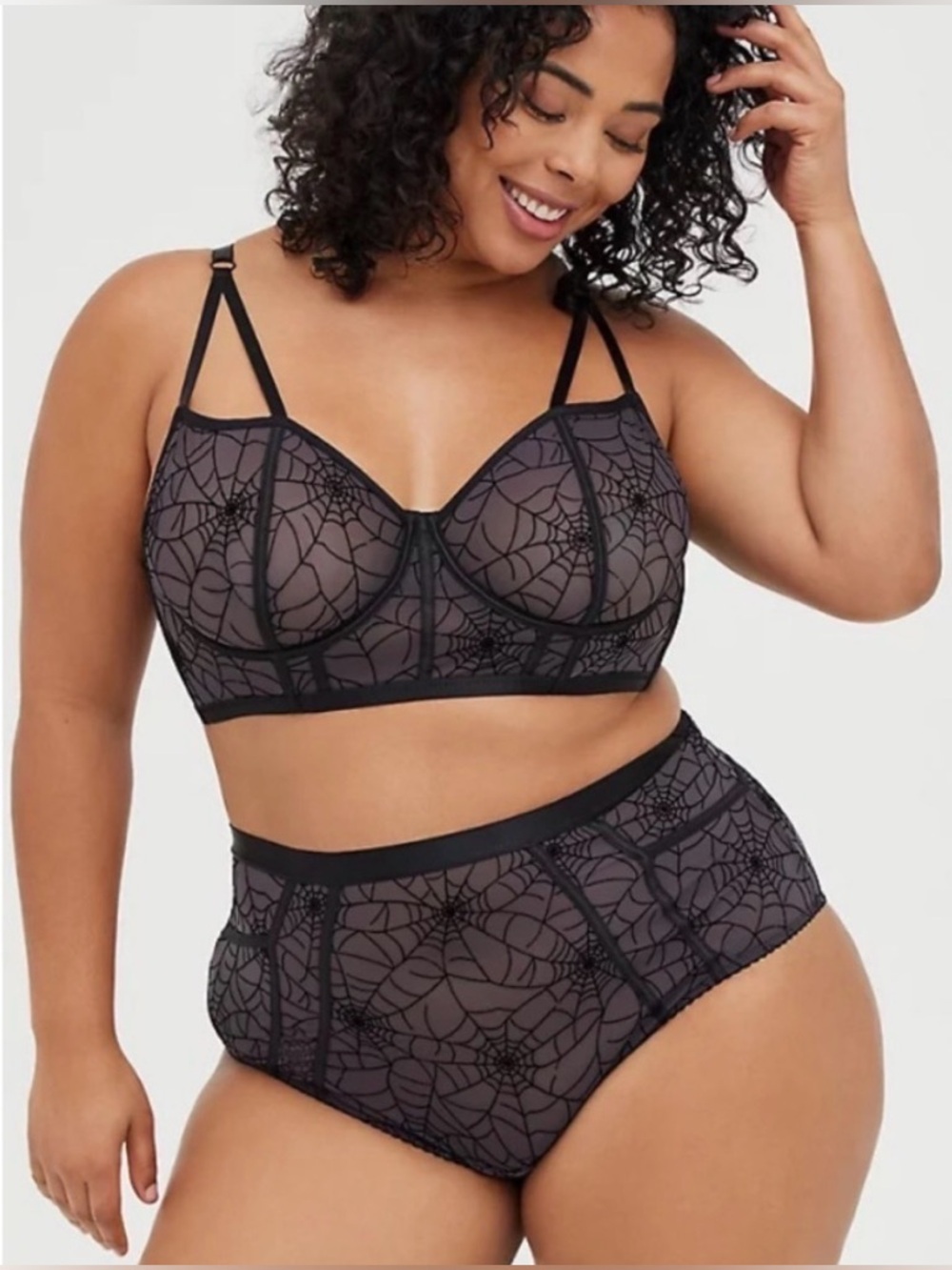Torid Curve Black spiderweb lingerie set